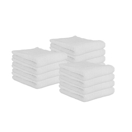 Monarch Brands Terry Polishing Hand Towel , White, 12PK P-N030-W1627-4